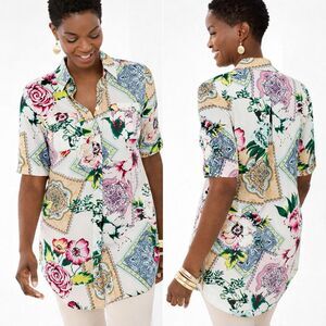 Chico's Silky Soft Tunic Size 3 (16) Short Sleeves